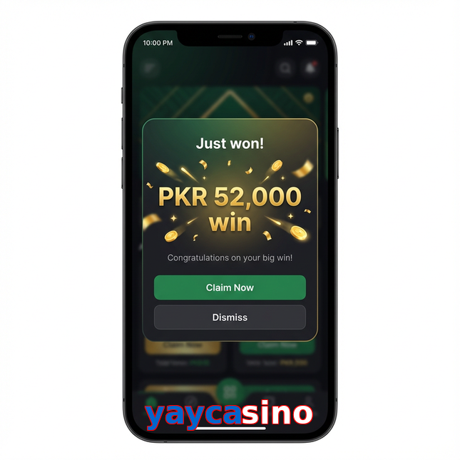 Main screen of Yaycasino win page for PK players
